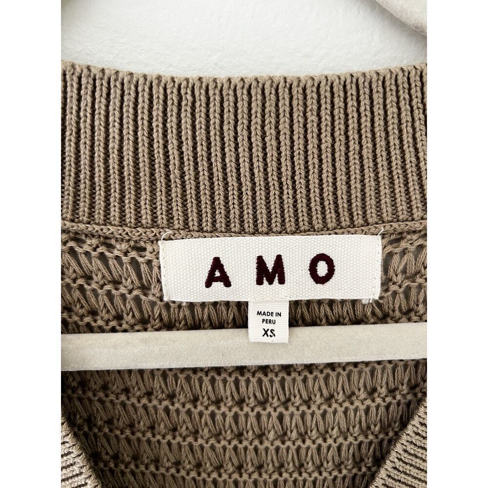 AMO Jean Open Knit Jerry Sweater Vest Tan Brown Size XS Pima Cotton - Picture 5 of 7